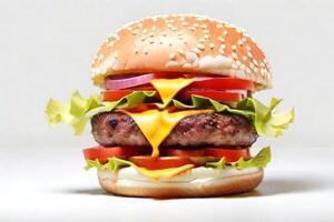 AI generated fresh burger isolated on white background. AI generated photo