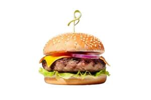 AI generated fresh burger isolated on white background. AI generated photo