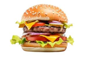AI generated fresh burger isolated on white background. AI generated photo
