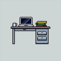 Pixel art illustration Work Desk. Pixelated Work Desk. Home office Work Desk pixelated for the pixel art game and icon for website and video game. old school retro. vector