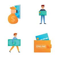 Mobile payment icons set cartoon vector. Online payment transaction vector