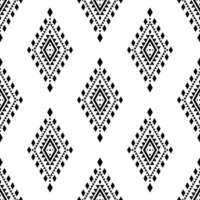 Abstract seamless tribal repeat pattern with Native American motive in black and white. Background in ethnic style. Design for curtain, textile, wrapping, fabric, patchwork, batik, texture, ikat. vector