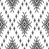 Geometric folklore seamless ethnic repeat pattern. Aztec and Navajo tribal style with native motif. Black and white. Design for rug, curtain, pillow, textile, wrapping, fabric, tablecloth, embroidery. vector