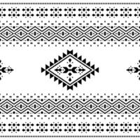 azteca y navajo tribal con étnico decoración estilo. geométrico sin costura gente modelo. negro y blanco colores. diseño para alfombra, cortina, almohada, textil, envase, tela, Manteles, bordado. vector