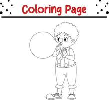 clown blowing big balloon coloring page vector