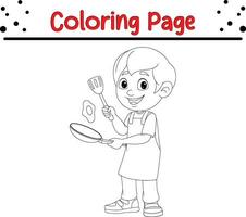 contento pequeño niña colorante página vector