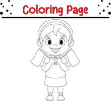 cute girl coloring page for kids vector