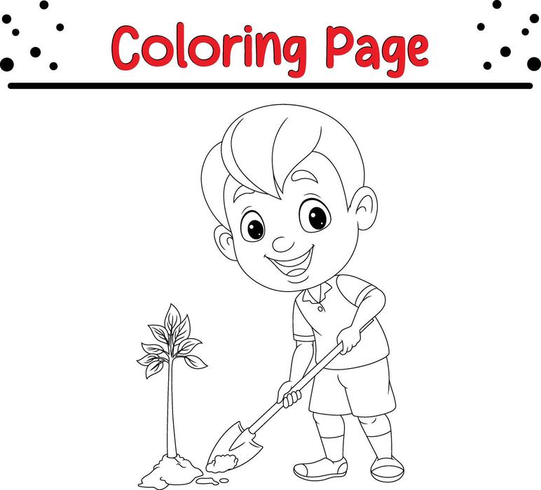 Gardening Coloring Pages Vector Art