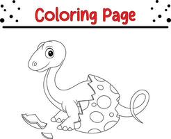 dinosaur hatching from egg coloring page vector