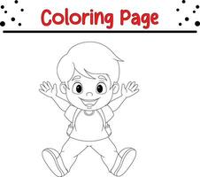 happy school boy coloring page vector