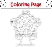 Children Ferris wheel coloring page vector