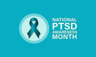 National Post Traumatic Stress Disorder PTSD Awareness Month Background Vector Illustration