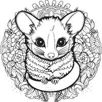 baby possum coloring page vector