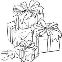 beautifully wrapped gifts coloring page vector