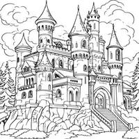 castle coloring page vector