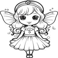 cute fairy coloring page vector