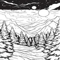 landscape coloring page vector