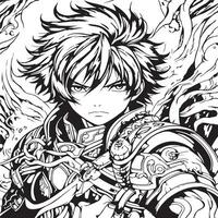 Manga hero coloring page vector