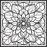 stained glass flower coloring page vector