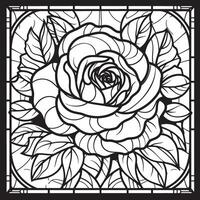 stained glass rose coloring page vector