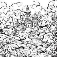 castle coloring page vector