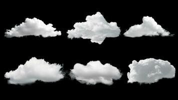 White clouds isolated on black background. Set of beautiful quality clouds. Cloud pack photo