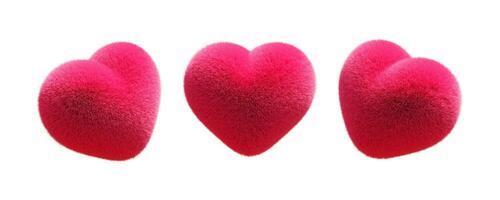 Pink volumetric 3D fur heart. St. Valentine's Day. 14th February. Symbol love. photo