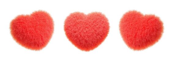 Pink volumetric 3D fur heart. St. Valentine's Day. 14th February. Symbol love. photo