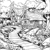 house in forest coloring page coloring page vector