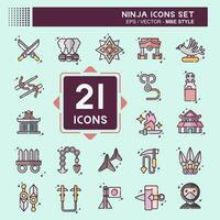 Icon Set Ninja. related to Japan symbol. MBE style. simple design editable. simple illustration vector