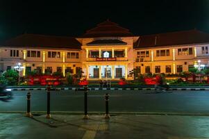 Malang, Indonesia - November 13 2023 - Night time atmosphere at City Hall in Malang City, East Java, Indonesia photo