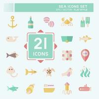 Icon Set Sea. related to Education symbol. flat style. simple design editable. simple illustration vector
