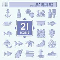 Icon Set Sea. related to Education symbol. two tone style. simple design editable. simple illustration vector