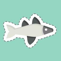 Sticker line cut Fish. related to Sea symbol. simple design editable. simple illustration vector