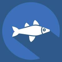 Icon Fish. related to Sea symbol. long shadow style. simple design editable. simple illustration vector