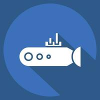 Icon Submarine. related to Sea symbol. long shadow style. simple design editable. simple illustration vector