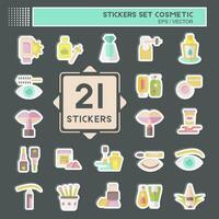 Sticker Set Cosmetic. related to Beautiful symbol. simple design editable. simple illustration vector
