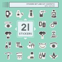 Sticker line cut Set Cosmetic. related to Beautiful symbol. simple design editable. simple illustration vector