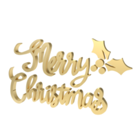 The Gold text  for Christmas or Holiday concept 3d rendering png