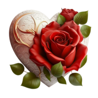 ai generado contento san valentin día 3d amor corazones con Rosa flor png