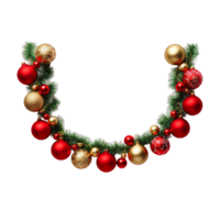 AI generated Decorative christmas balls garland on transparent background png