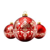AI generated christmas red balls decorative ornaments isolated png