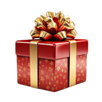 AI generated Red christmas gift boxes with gold ribbon png