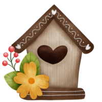 schön Vogelhaus mit Blume Bouqet png