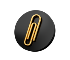 Büroklammer. 3D-Metallsymbol im blauen Kreis. 3D-Illustrationssymbol png