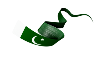 agitant un ruban ou une bannière avec le drapeau du pakistan. illustration 3d du jour de l'indépendance du modèle png