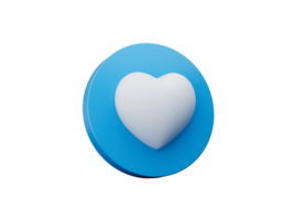 3d icons, Heart as likes on blue circles 3d illustration png