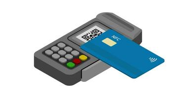 Contactless and wireless card payments. Transaction post terminal with NFC technology. video