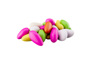 3d Colorful Almond Candies Sugar Coated Almond Candies, 3d illustration png