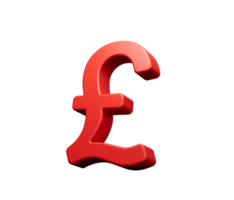 Red Pound 3d symbol  3d illustration png